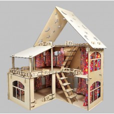 Конструктор "Дом с верандой" с мебелью (коробка) 53см*39см*61 см.
